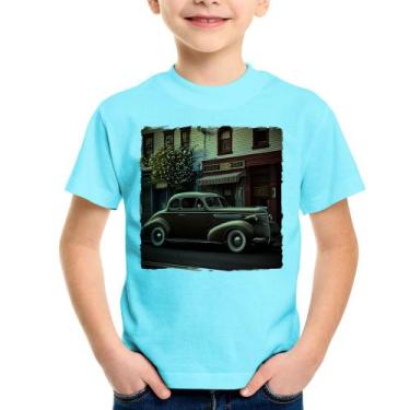 Imagem de Camiseta Infantil Carro antigo na cidade - Foca na Moda, Azul claro, 4