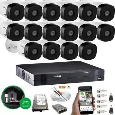 Imagem de Kit Cftv 16 Cameras Completo HD 720P 1 Mega C/HD 500GB Intelbras