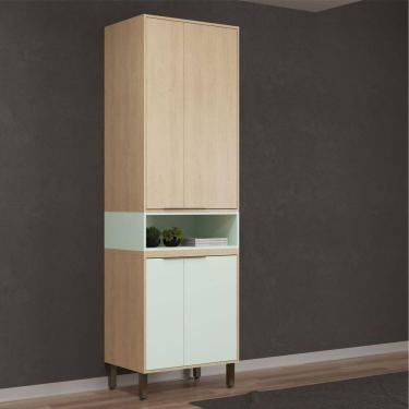 Imagem de Paneleiro 4 Portas 1 Nicho Karine Móveis Sul Carvalho/Pistache