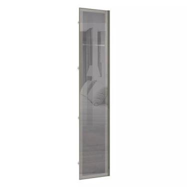Imagem de Porta para Closet com Vidro Reflecta Prata 50cm com Puxador Perfil Ino