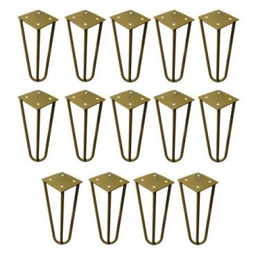 Imagem de Kit 14 Pés de Metal 15 CM Hairpin Legs Mesas de Centro Puffs Dourado G