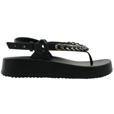 Imagem de Sandália Dedo Feminina Casual Dia a Dia Passeio Trabalho Flatform com Corrente Metalizada Petite Jolie Pj7233