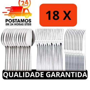 Imagem de Conjunto de Talheres 36 Peças em Aço Inox - 12 Facas, 12 Garfos e 12 C