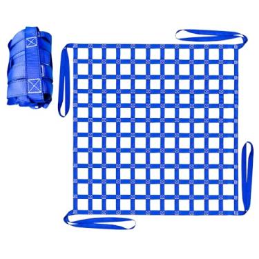 Imagem de FITHOIST Rede de elevação de carga 1,995.8 kg, 16,56 x 6,56' tiras de rede de elevação de segurança para talha de malha quadrada de 15 cm, rede de içamento, rede de carga resistente para construção,