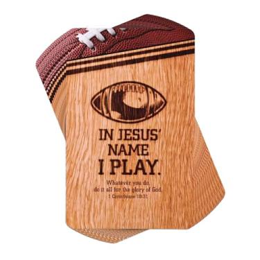 Imagem de BKMPK-608 In Jesus' Name I Play - The Athlete's Prayer - Futebol - Marcador de livro de cartão marrom de 9 x 6 cm; pacote com 12