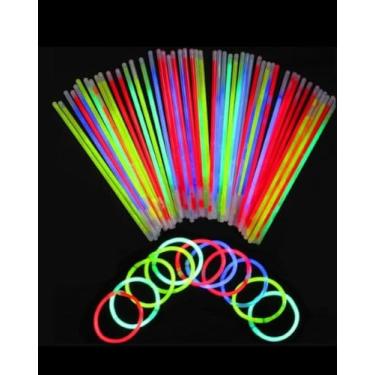 Imagem de Pulseiras e Varetas Luminosas Neon, Kit com 50 Cores, para Festas e Eventos