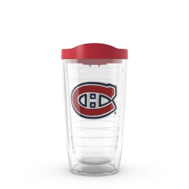 Imagem de Tervis Copo com logotipo principal NHL Montreal Canadiens com emblema e tampa vermelha 473 ml, transparente