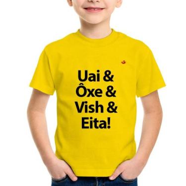 Imagem de Camiseta Infantil Uai & Ôxe & Vish & Eita! - Foca na Moda, Amarelo, 6