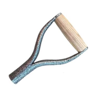 Imagem de Gralara Substitua as pás da alça de alça D, com punho de madeira, punhamento de metal, alça de pá para o garfo de jardim escavação