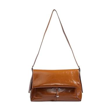 Imagem de Bolsa de ombro casual de qualidade para mulheres Bolsa mensageiro Bolsas tiracolo para mulheres Bolsas de mão quadradas Shopper Tote Bag(Brown)