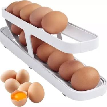 Imagem de Organizador de Ovos para Geladeira 2 Níveis Rolante -Dispenser de Ovos Suporte de ovos para geladeira Armazenamento de ovos - Até 14 unidades