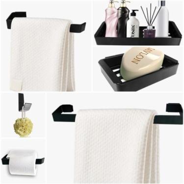 Imagem de Kit Para Banheiro Luxo Quasar Preto 6 Peças - J.A