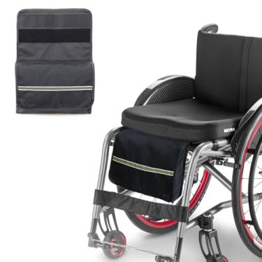Imagem de Bolsos frontais para cadeira de rodas para cadeiras elétricas manuais com almofadas de assento removíveis, faixa refletiva, bolsa de armazenamento para cadeira de rodas