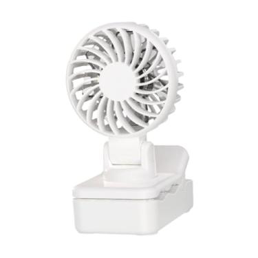 Imagem de FLCPJGV Clipe portátil no ventilador de resfriamento forte 3 velocidades Ajuste o pequeno ventilador da mini -mesa para andar de caminhada esportiva de, Branco