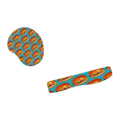 Imagem de Kit Mouse Pad E Apoio Teclado Ergonômico Hambúrguer Delicioso