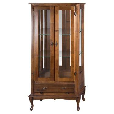 Imagem de Cristaleira de Vidro e Madeira Antique com 2 Portas 1 Gaveta e Espelho