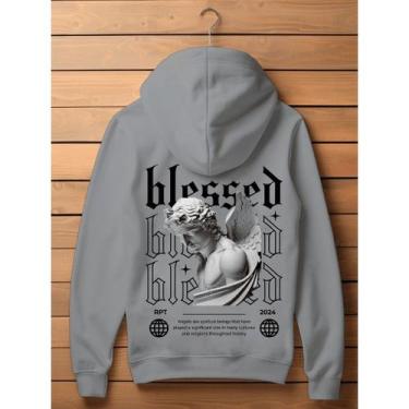 Imagem de Moletom Blessed Respect Abençoado Anjos Unissex Streetwear Com Capuz e