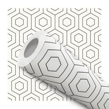 Imagem de Papel De Parede Adesivo Lavável Floral Arabescos Preto e Branco Quarto