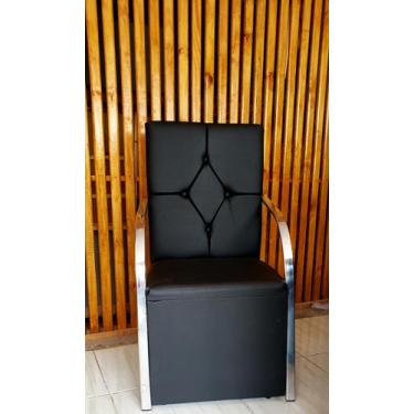 Imagem de Poltrona booth único lugar 0,55cm corvin preto capitone a mão - O REI 