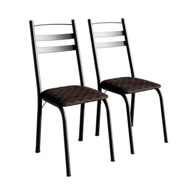 Imagem de Conjunto com 2 Cadeiras Peters Revestimento Sintético Cacau e Preto