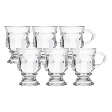 Imagem de Jogo 6 Caneca De Café 117ml Hanover Vidro Cristalino Transparente Xícara Em Casa Tem