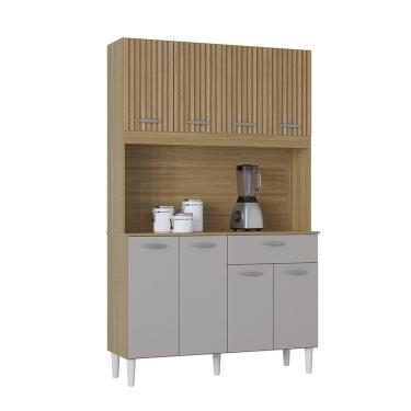 Imagem de Cozinha Kit Cassia 8 Portas Damasco Ripado Off White- Poquema