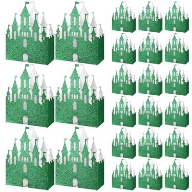 Imagem de Gueevin 24 caixas de lembrancinhas de festa de princesas com glitter verde caixas de castelo com tema de bruxa decorações de festa sacos de papelão para doces biscoitos presentes presentes princesa
