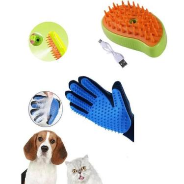 Imagem de Kit Luva Magnética e Escova Vapor Tira Pelo Recarregável Pet - True To