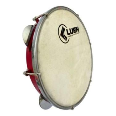 Imagem de Pandeiro Luen 10" Pele Cabra Inox ABS - 40067, Cor 40067 vermelho