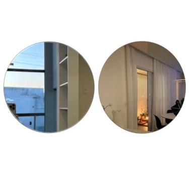 Imagem de Kit 2 Espelhos Redondo 50cm de Vidro Lapidado Para Banheiro Sala Quarto + Kit Instalação