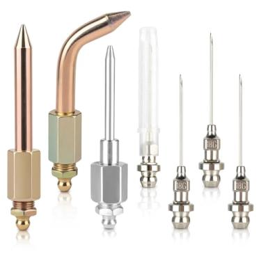 Imagem de 7 peças de bocal de agulha de graxa, ponta de agulha de pistola de graxa, injetar graxa nas buchas de borracha, juntas esféricas de agulha injetora para injetar graxa em espaços pequenos e confinados