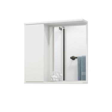 Imagem de Espelheira Malibu branco Prateleira interna de vidro Porta escovas - M