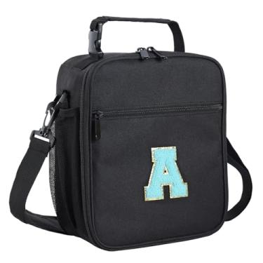 Imagem de ELEFOCUS Lancheira com isolamento inicial para trabalho feminino/masculino, lancheira personalizada com monograma com alça de ombro ajustável para adolescentes adultos/preparatório, presente de