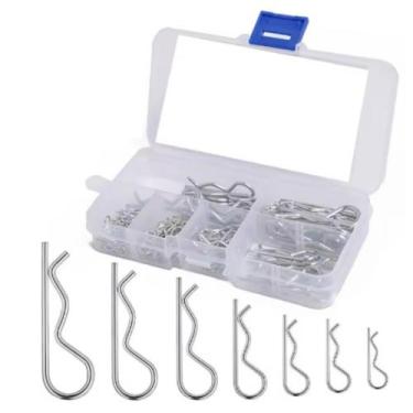 Imagem de Kit 100 grampos r trava pino engate eixo clipes carro trator - CJFIX