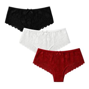 Imagem de Calcinhas Em Renda Antialérgica Plus Size Kit 3 unidades - SollBella S