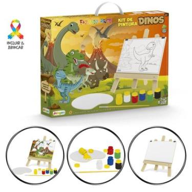 Imagem de Kit Pintura Infantil com Cavalete e tintas Tema Dinossauros - Junges