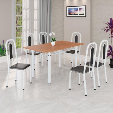Imagem de Conjunto para Sala de Jantar com 6 Cadeiras Lívia Preto / Branco