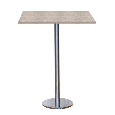 Imagem de Mesa Pisa Beta Bistrô Fratini 107,50cm (a) Disco Redondo Inox Tampo Mdp Quadrado Castanheira 60cm(l)