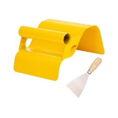 Imagem de Bothyi Desempenadeira de borda de jardim, desempenadeira de borda, reboco manual, acabamento de margem, apontamento de azulejos, aço inoxidável curvo, Onda Amarela