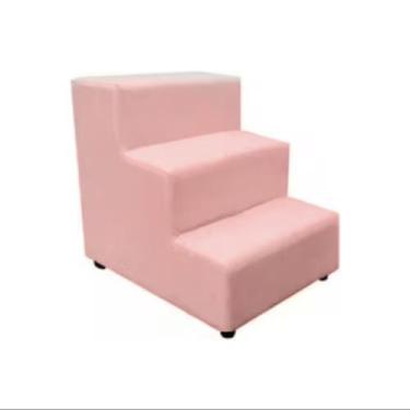 Imagem de Escada Colorida Estofada para Pets com 3 degraus - Sami Comfort, Rosa