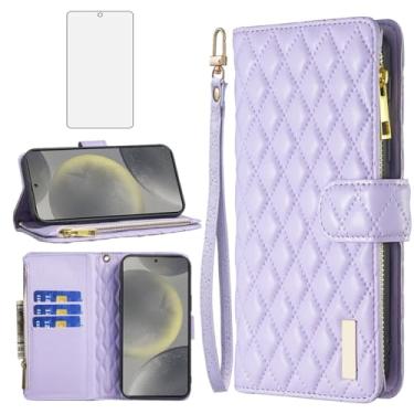 Imagem de Asuwish Capa de celular para Samsung Galaxy S24 Plus 5G capa carteira com protetor de tela de vidro temperado e suporte para cartão de crédito flip de couro S24Plus 24S + S 24 24+ SM-S936U mulheres