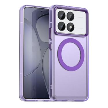 Imagem de Capa compatível com Redmi K70 5G / K70 Pro 5G, suporta carregamento sem fio, capa magnética à prova de choque, compatível com Xiaomi Poco F6 Pro 5G capa roxa
