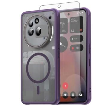 Imagem de Asuwish Capa para celular Nothing Phone (3a) Pro, compatível com Magsafe Magnetic, translúcido fosco antiimpressão digital, capa protetora à prova de quedas de grau militar 3 a feminino masculino roxo