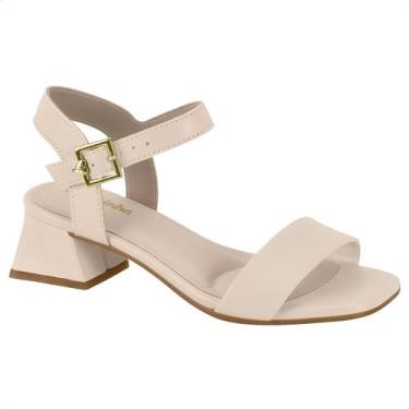 Imagem de Sandália Infantil Molekinha Salto Quadrado Creme, Creme, 30