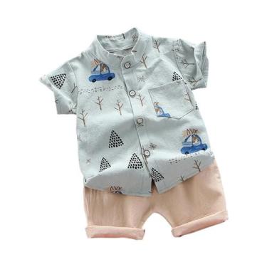Imagem de Conjunto Infantil de Camisa e Shorts com Estampa de Urso - Manga Curta