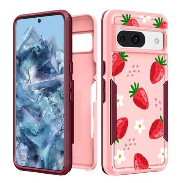 Imagem de Plakill Capa feminina para Google Pixel 8A - Capa feminina fofa kawaii estética design exclusivo morango resistente à prova de choque grau militar adolescentes para celular Google Pixel 8A