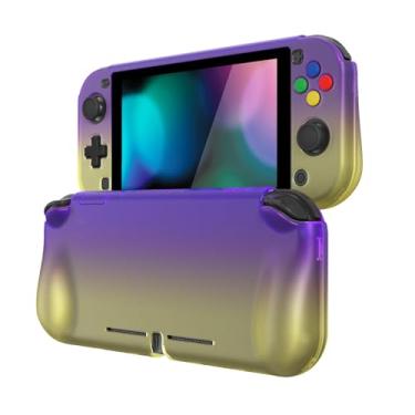 Imagem de playvital Capa Protetora Zealprotect Para Nintendo Switch Lite, Rígida Com Aderência Ergonômica - Durável, Absorvente De Choque E Antirriscos Protetor Tela Tampa Botão Polegar, Gradiente Roxo Amarel