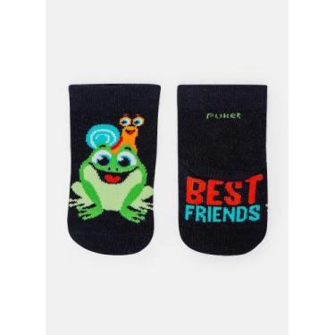 Imagem de Meia Soquete Puket Bebê Menino Sapo Azul Marinho 15 a 22, Azul marinho