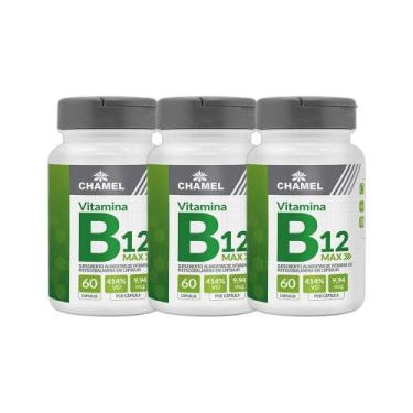 Imagem de Kit 3x Max Vitamina B12 Metilcobalamina 60 Cps - CHAMEL