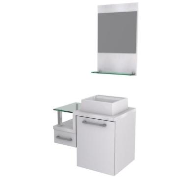 Imagem de Conjunto Balcão C-cuba Q32 E Espelheira Legno 631 Perffect Acetinado Branco Chess C-branco Chess